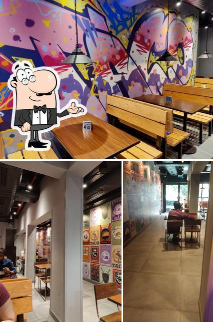 The restaurant's interior and dining table