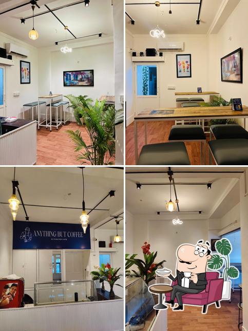 Take a seat at one of the tables at Pirates Café