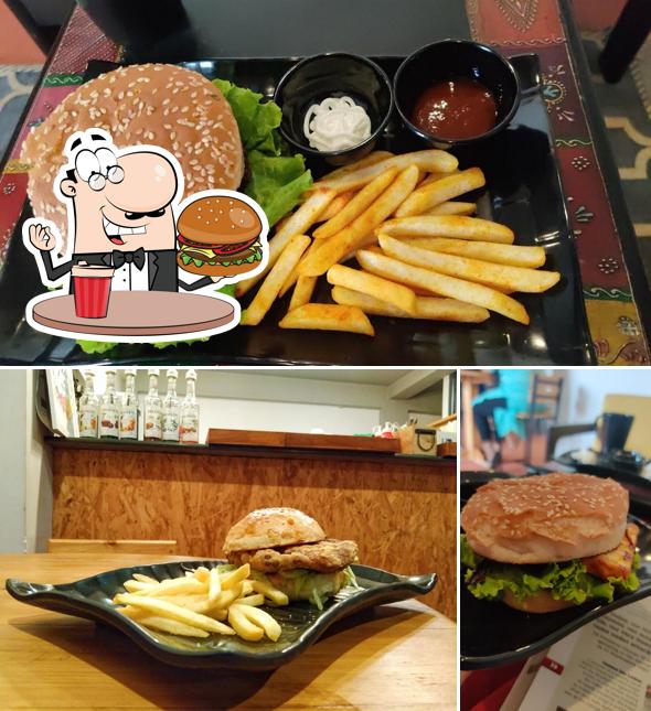 Order a burger at Open House Cafe(OH!)