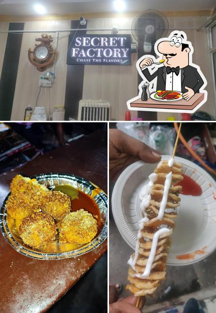Check out the photo showing food and beverage at Secret Factory Cafe