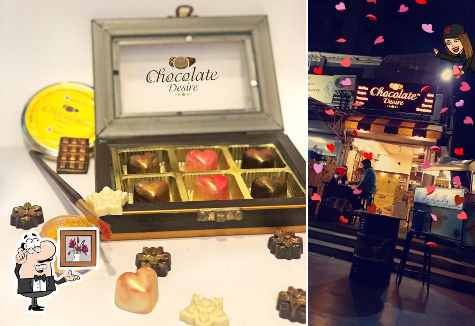 Take a seat at one of the tables at Chocolate Desire