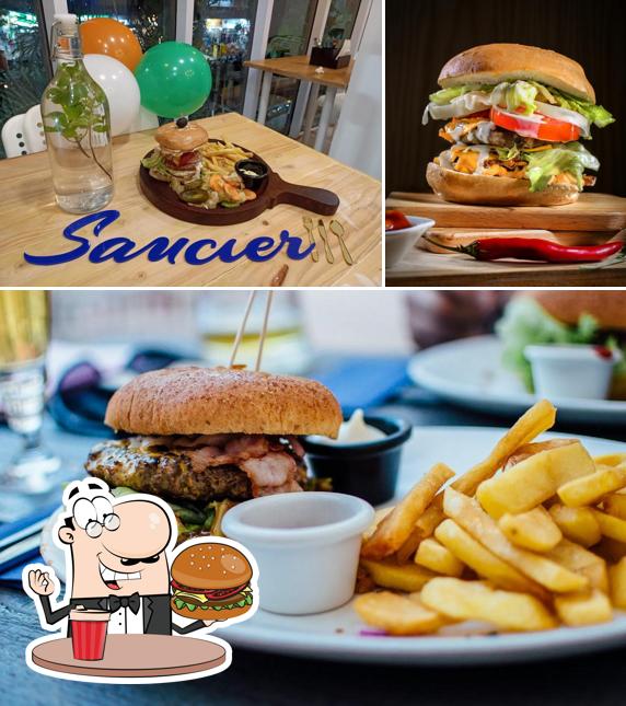 Try out a burger at Saucier Restaurant Banquet & Best Party Hall Airoli