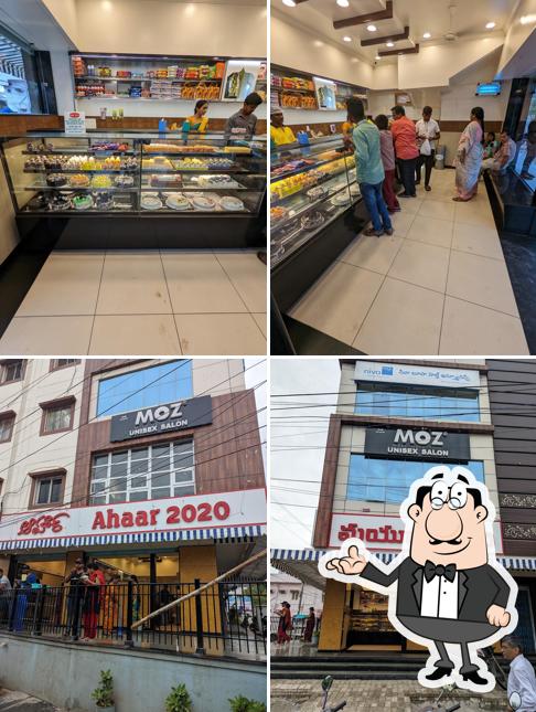 The picture of interior and exterior at Mayura Bakery Patel Road