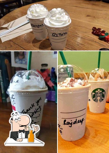 Enjoy a beverage at Starbucks