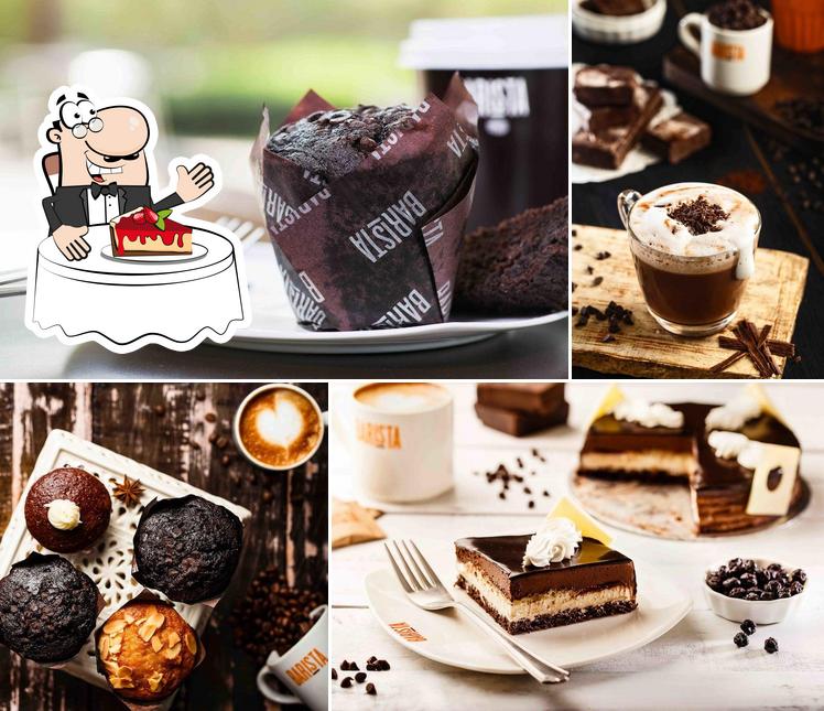 Barista provides a selection of desserts
