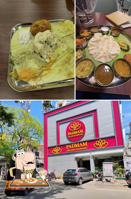 The image of food and exterior at Padmam Veg Restaurant