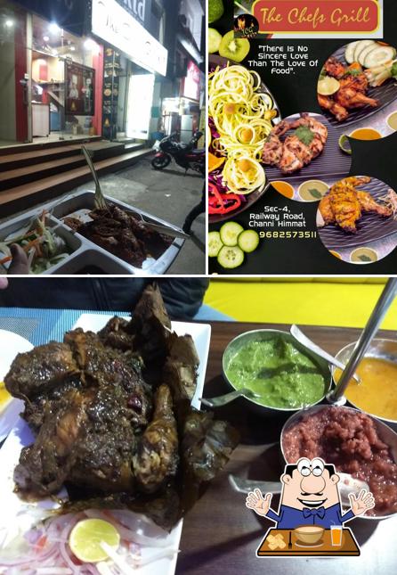 The image of food and exterior at Chef grill