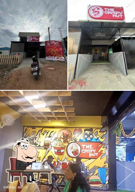 Among different things one can find interior and exterior at the crispy hut