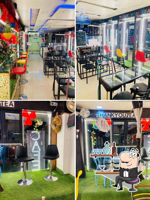 Take a seat at one of the tables at Thank You Tea
