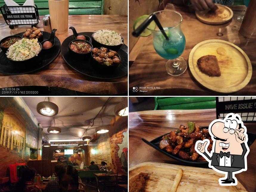 Take a seat at one of the tables at Cafe Destination