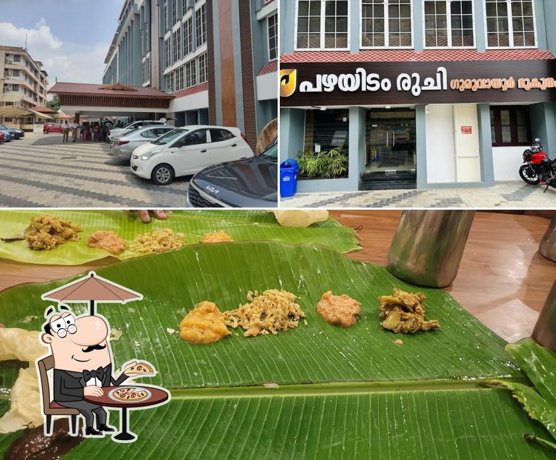 Take a look at the picture showing exterior and food at Pazhayidom Ruchi Restaurant