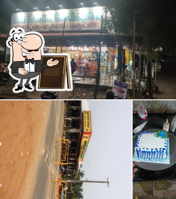 The picture of exterior and food at Iyangar Bakery