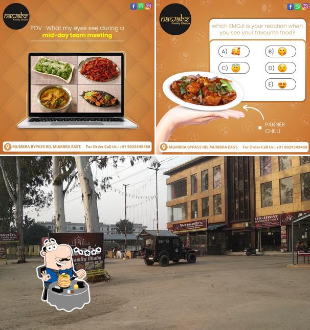 Take a look at the photo depicting food and exterior at Nawab's family Dhaba