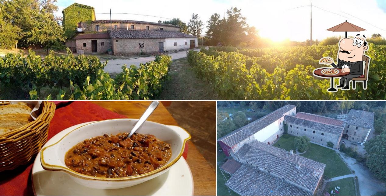 La esterno e cibo del ristorante