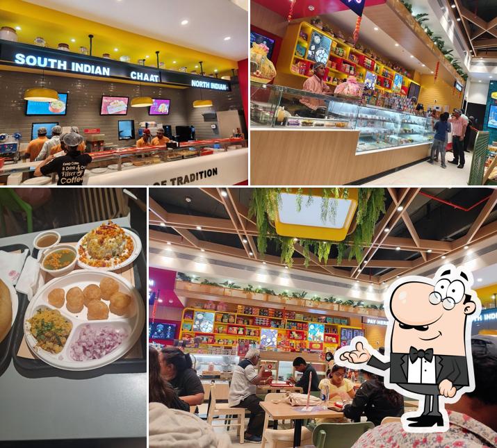 Take a seat at one of the tables at Haldiram's