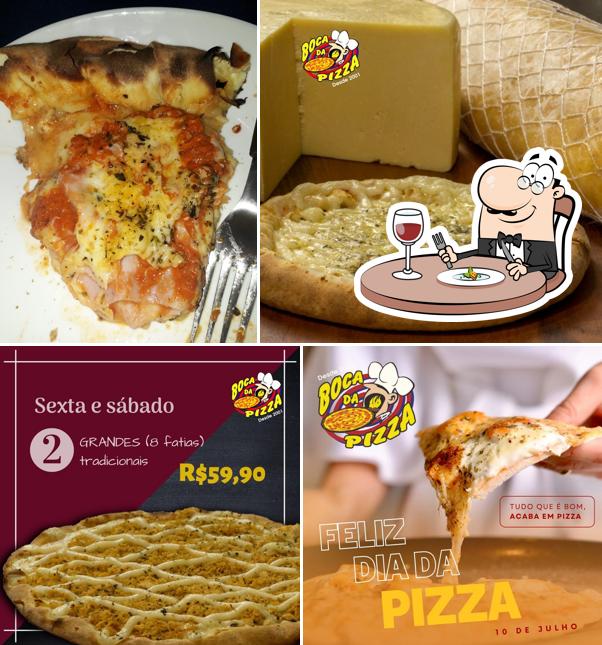 Comida em Boca da Pizza. Pizzaria e Hamburgueria