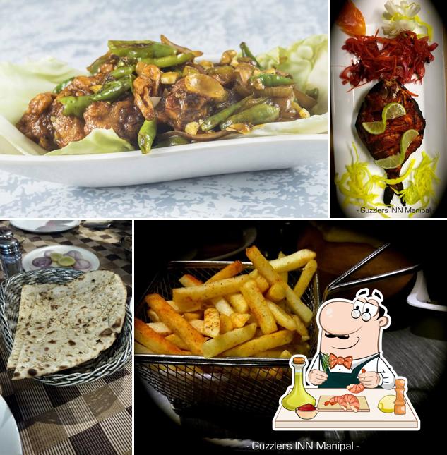 Get seafood at Guzzlers Inn