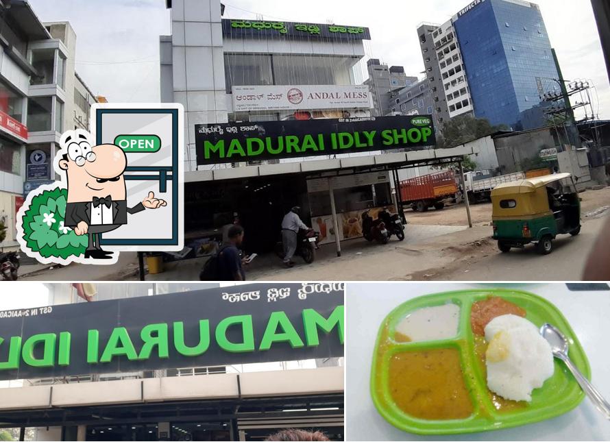 Check out the picture showing exterior and food at Madurai Idly Shop