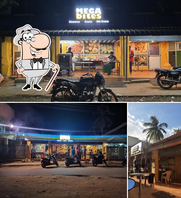 The exterior of Mega Bites