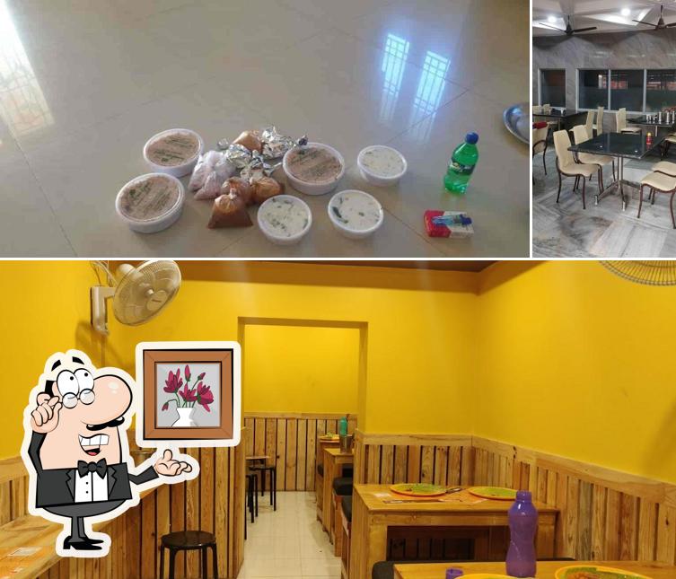 The restaurant's interior and seafood