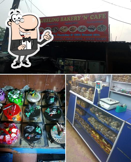 Take a look at the photo depicting interior and food at New Darjeeling Bakery