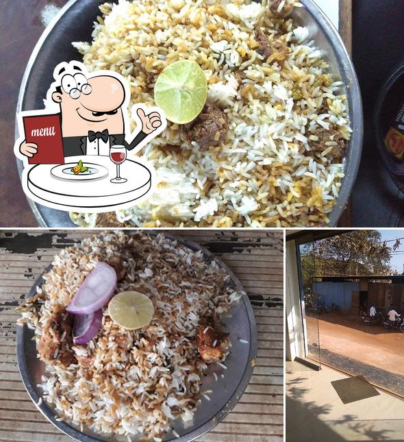 Among different things one can find food and interior at Sahara Biriyani Hotel