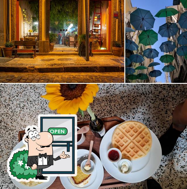 Esta é a ilustração ilustrando exterior e comida no Fika Cafés Especiais