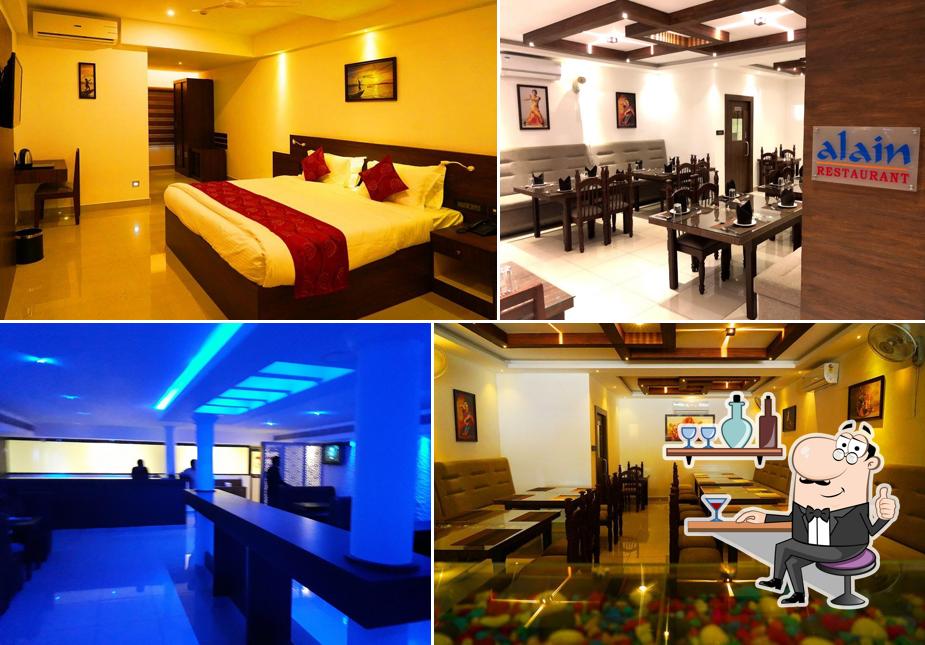 Take a seat at one of the tables at Hotel Pankaj