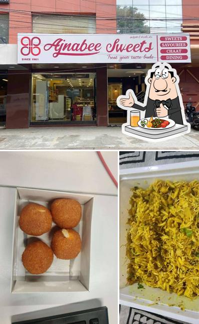 This is the picture displaying food and exterior at Ajnabee Sweets