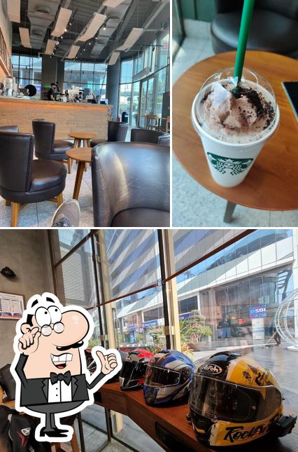 The restaurant's interior and dessert