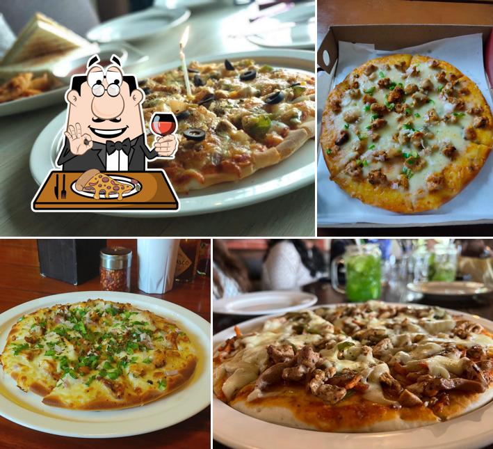 Get pizza at Cafe Buns and Beans