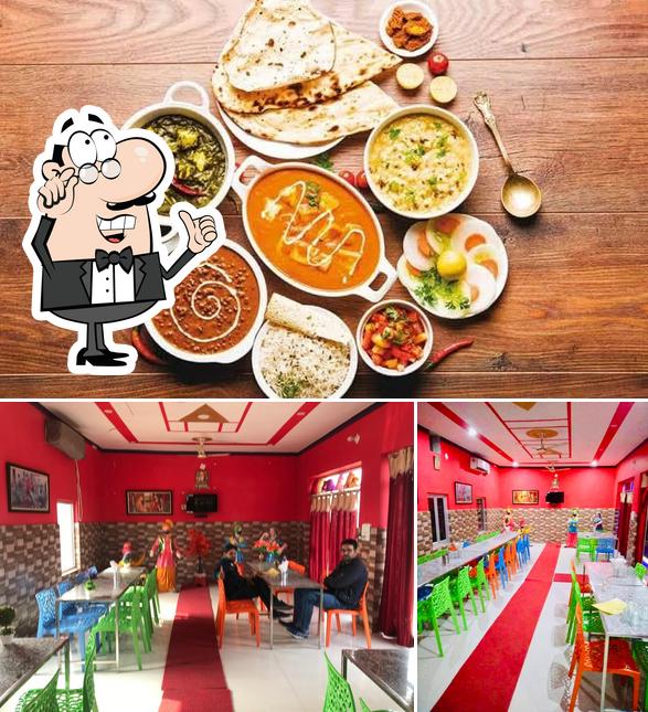 The restaurant's interior and food