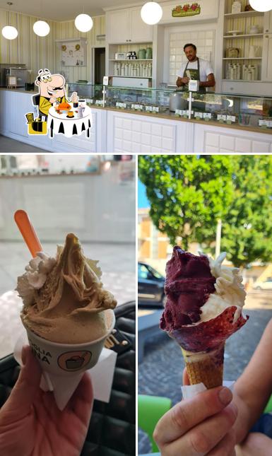 Questa è la foto che presenta la cibo e interni di Gelateria Campi di Fragole | Fano