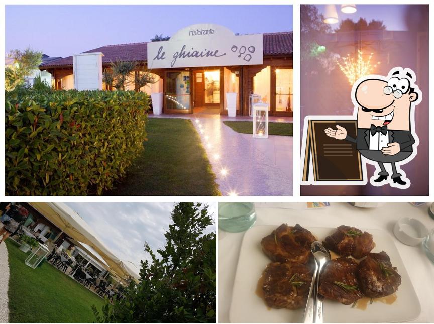 Questa è la immagine che mostra la esterno e cibo di Le Ghiaine