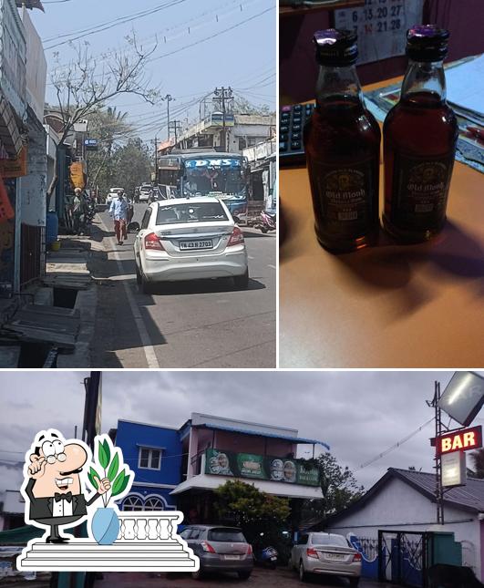 This is the image depicting exterior and beer at KONGU BAR & LODGE