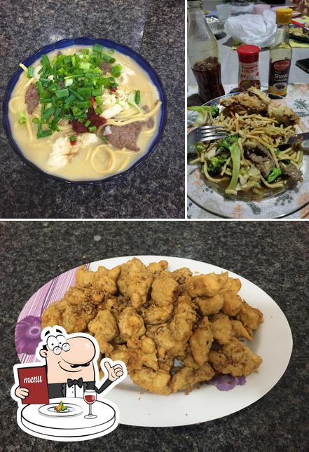 Esta é a ilustração apresentando comida e cerveja a Casa do Yakissoba