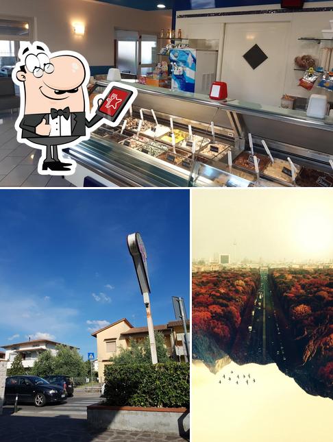 Tra le diverse cose da Gelateria La Piazzetta si possono trovare la esterno e cibo