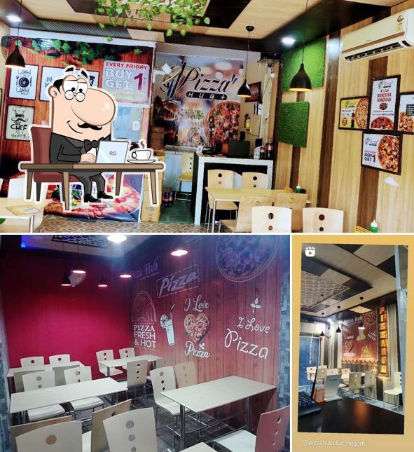 Take a seat at one of the tables at Pizza Hub plus