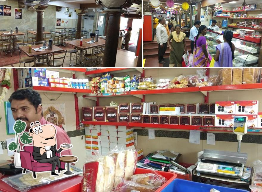 The interior of Aryaas Sweets & Bakery's