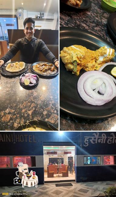 The image of food and interior at Hussaini Hotel