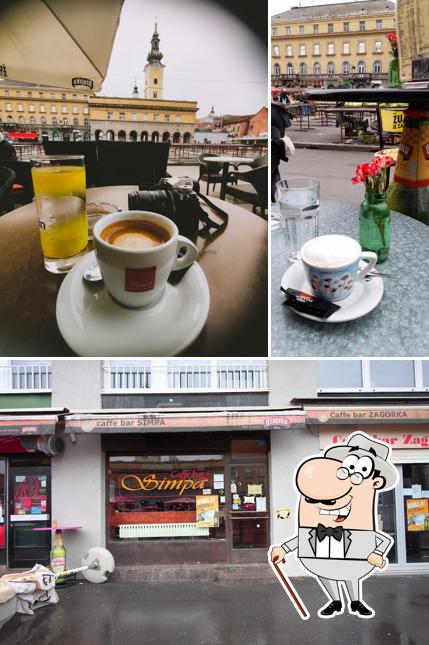 La foto della esterno e cibo di Caffe bar Simpa