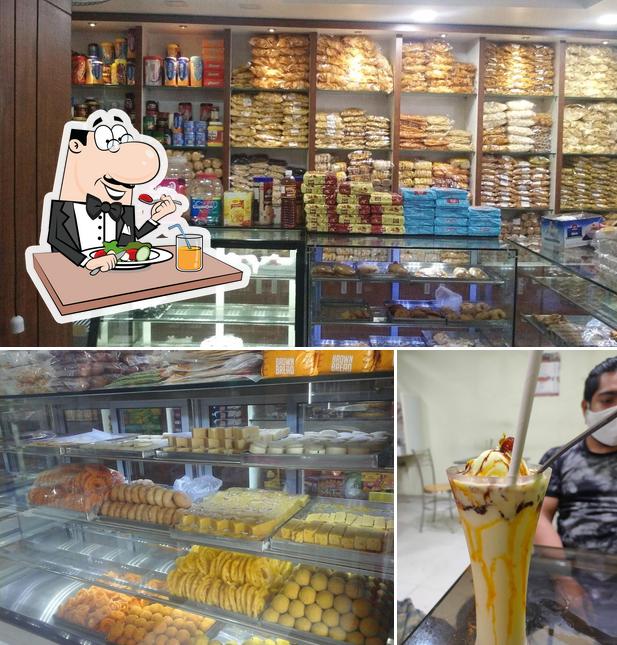 Among various things one can find food and drink at Prasanna Bakery