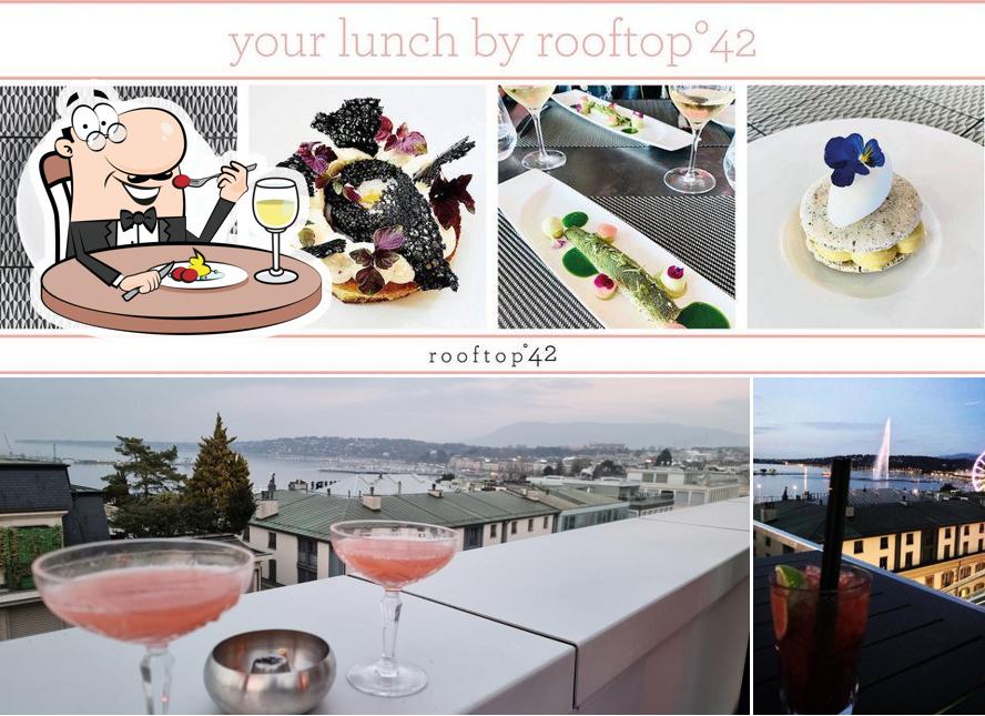 Questa è la immagine che presenta la cibo e alcol di rooftop°42