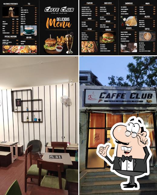 This is the picture displaying interior and food at Caffe Club