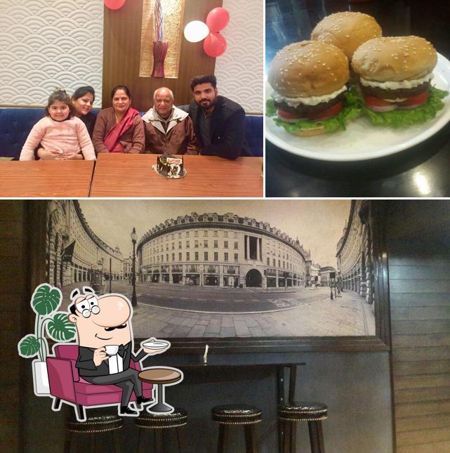 Among different things one can find interior and burger at Seven Eleven