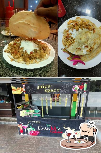 This is the picture depicting food and exterior at Casa Mia Restaurant