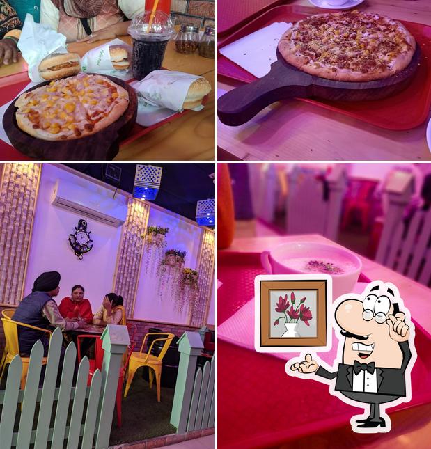 The picture of interior and food at Hello Food