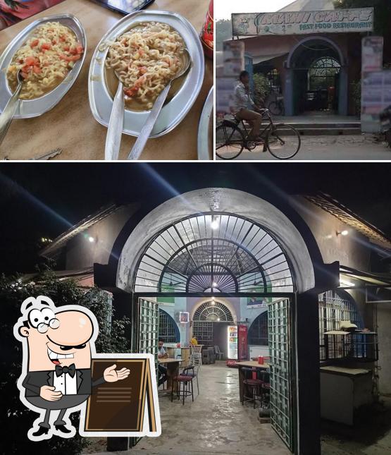 The image of Mahi Cafe’s exterior and food