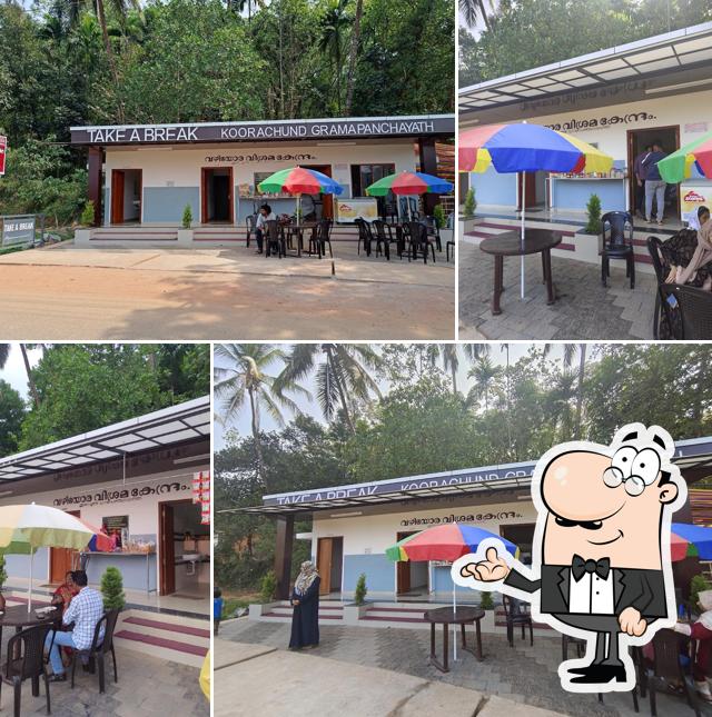 The interior of Take a break , restroom and food