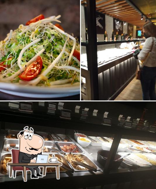 A imagem da interior e comida no Frontera Grande Rio